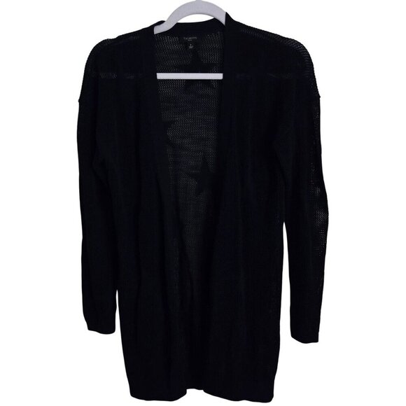 Talbots Open Front Cardigan Navy Sustainable Cotton Tone On Tone Stars Size P/S - Picture 2 of 7